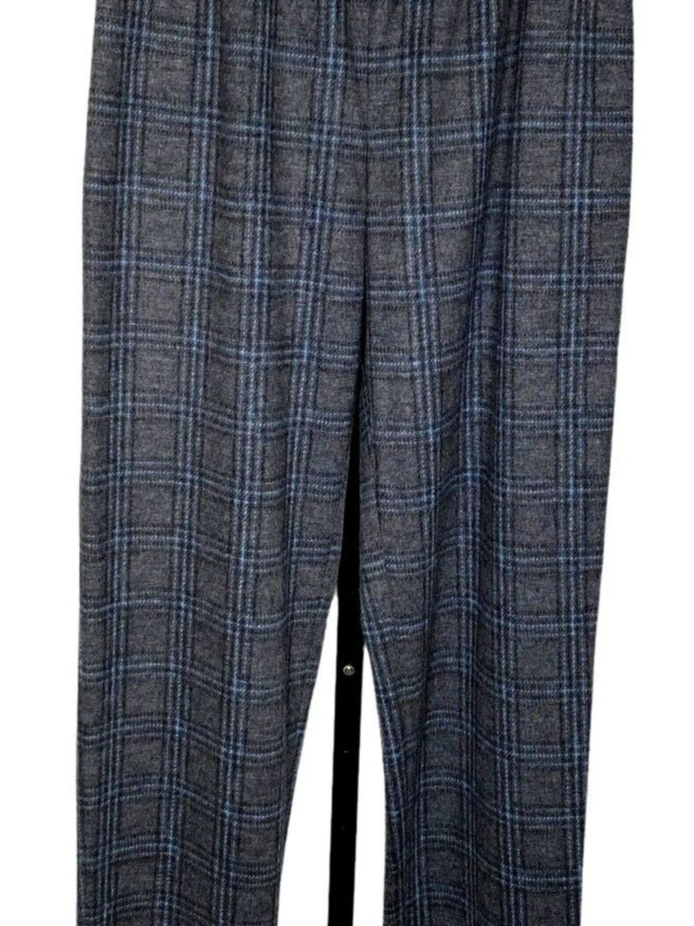 Natalija Jansone Designer Wool Cotton Pants Gray/Blue Plaid Sz US8/38EU $345